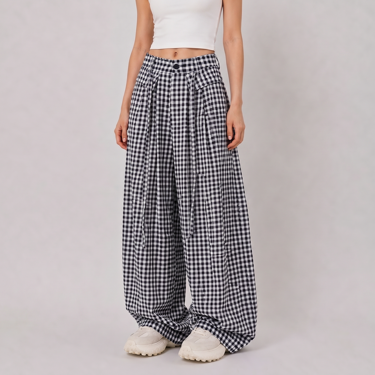 Oversized Gingham Pants