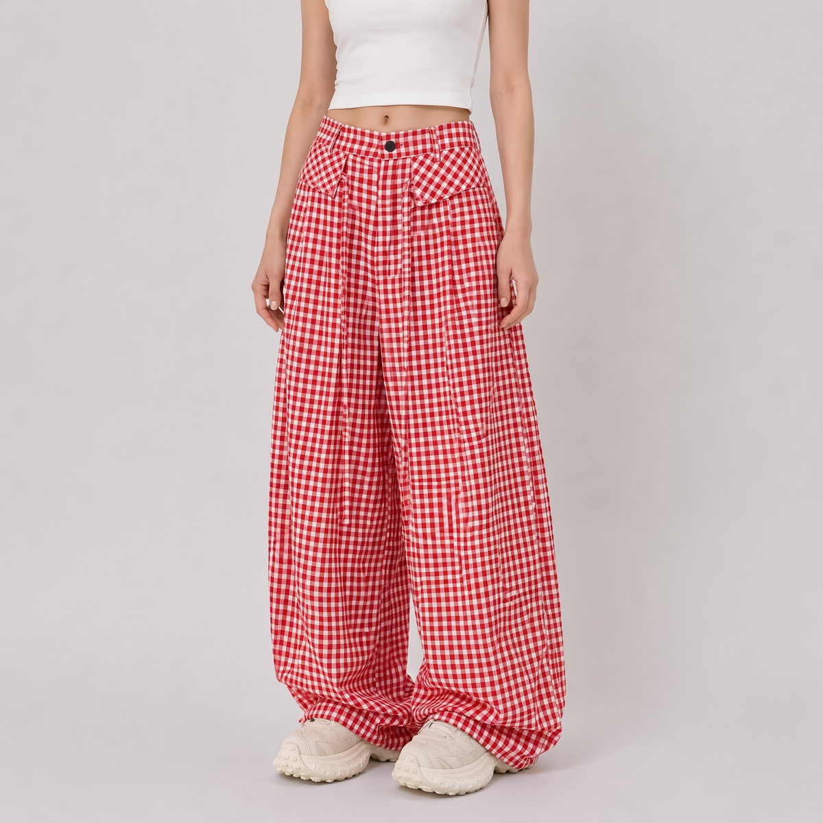 Oversized Gingham Pants