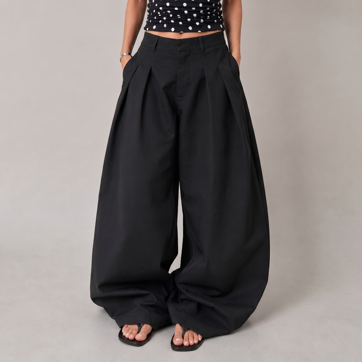Pleated Barrel Pants