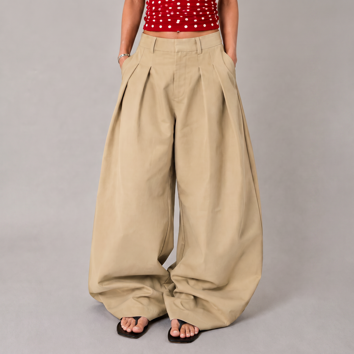 Pleated Barrel Pants