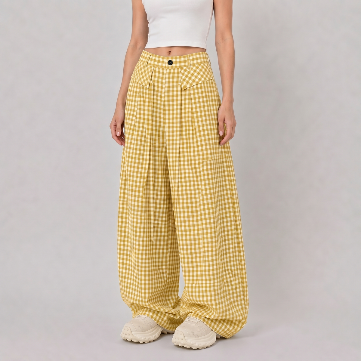 Oversized Gingham Pants